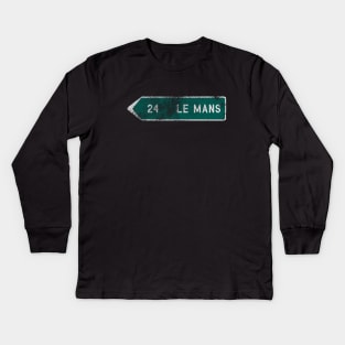 Le Mans Road Sign (Distressed) Kids Long Sleeve T-Shirt